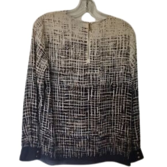 Vince Camuto blouse Size S geometric print long sleeve back zip - Picture 5 of 9